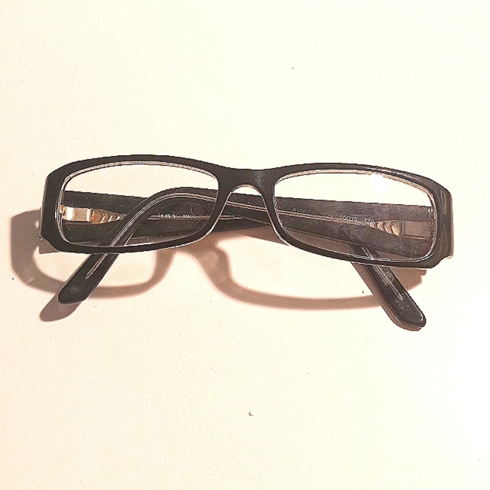 Vintage Burberry Black WomRectangular Eyeglasses Plaid Temples Italy B2043 3029
